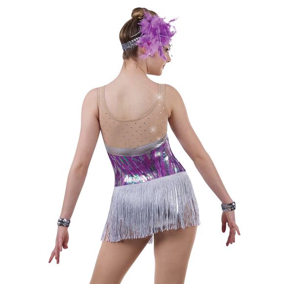 Dance Costume AWCT  V2452 4XL Adult Purple Fringe Jazz Tap Sequins - Picture 2 of 3